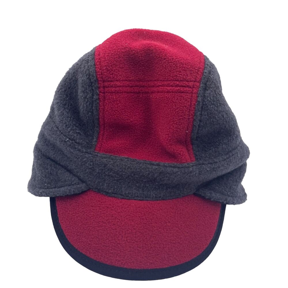 Gap Kids Fleece Winter Hat Beanie Gray Red Brim Size Youth Large XL